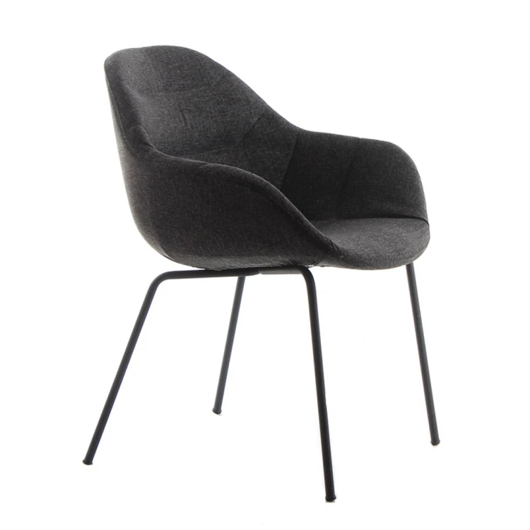 Lopes Painted Metal Leg Waiting Chair Dark Grey