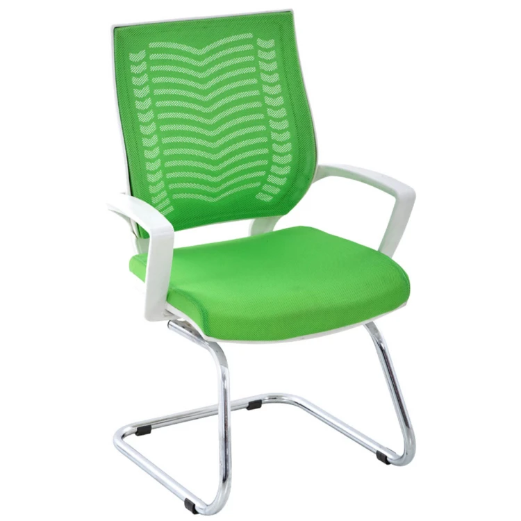 White U-Legged Waiting Chair Chrome Green
