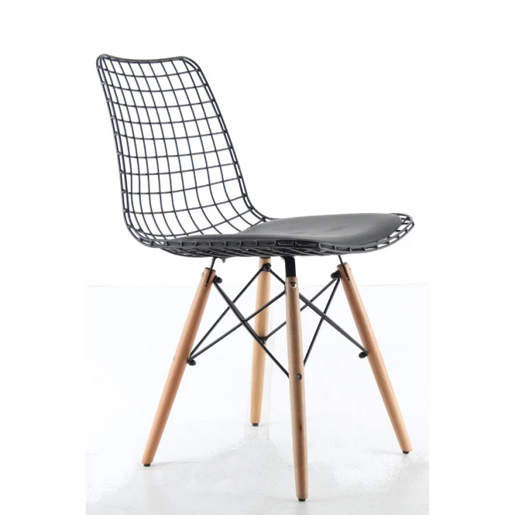 Aymes Wooden Leg Metal Chair Black