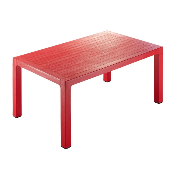 90x150 Wooden Patterned PP Plastic Table Red