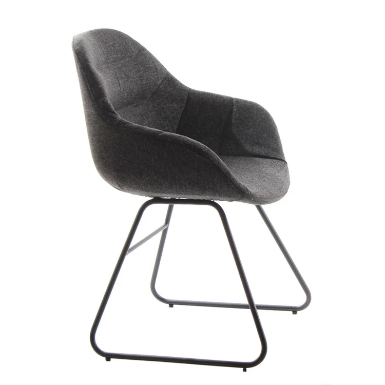 Lopes Painted Transmission Footrest Waiting Chair Fabric Dark Grey
