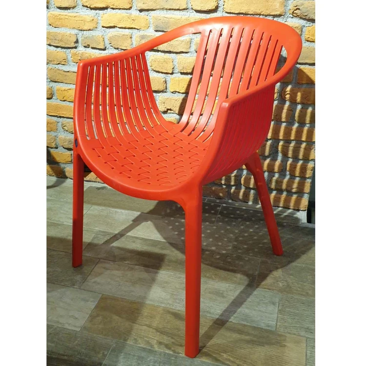 Olnira Plastic Chair with Arms Red