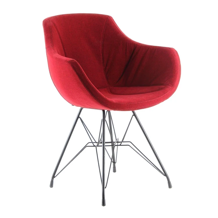 Focus Eiffel Painted Leg Chair Fabric Claret Red