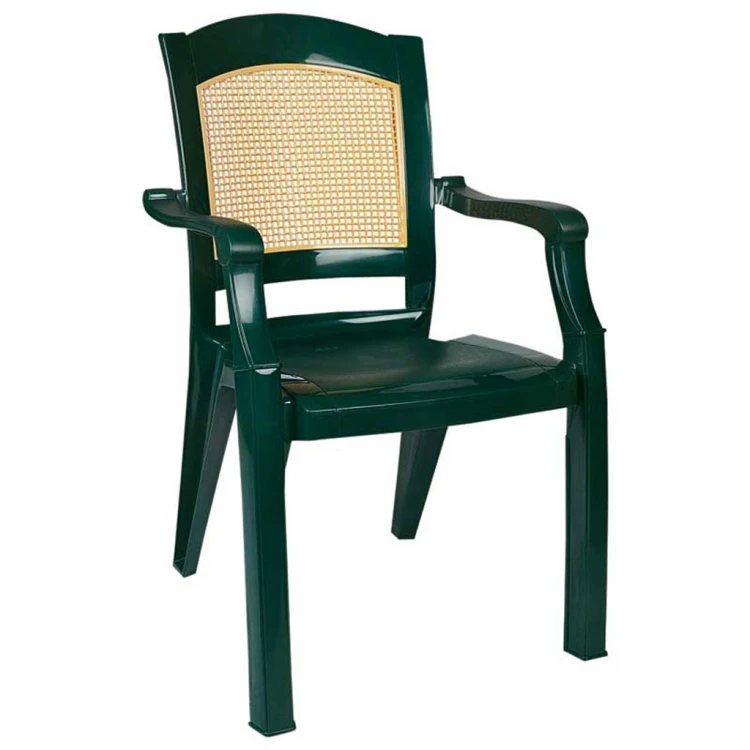 Modern plastic garden chair with armrests