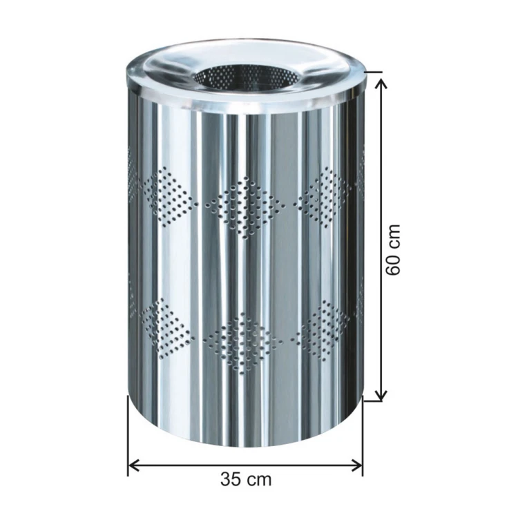 Stainless Steel Perforated Decorated Trash Can 57 Lt