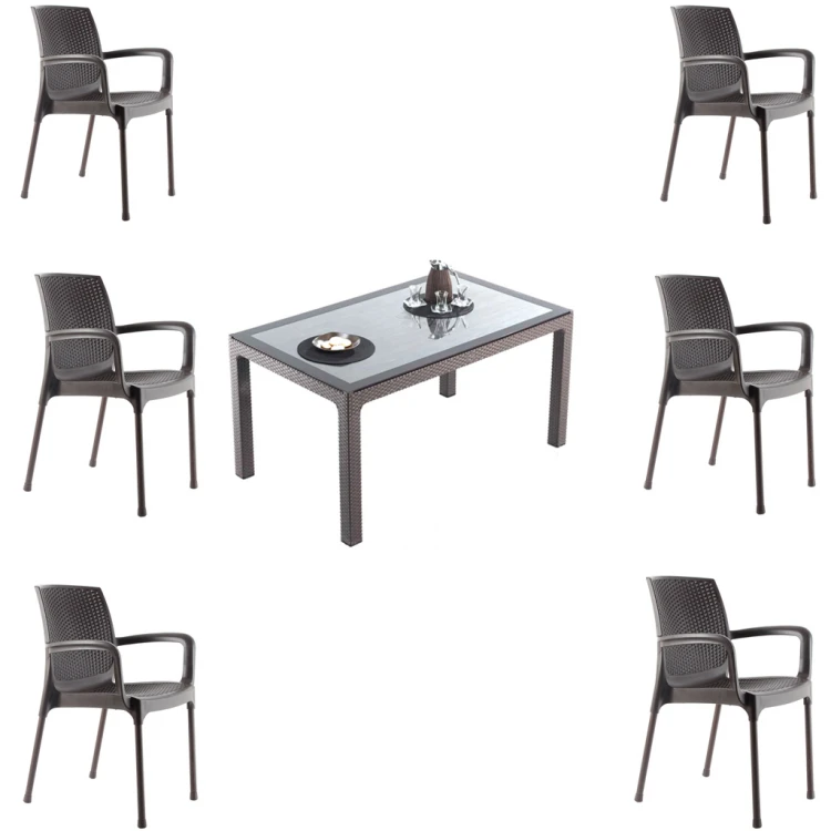Plastic Chair and Table Set 04 ( 6+1 )