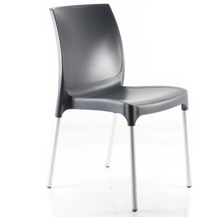 Leon Armless Polypropylene Chair Dark Grey