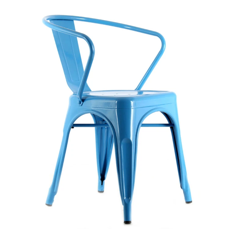 Tolix Metal Chair with Arms Blue
