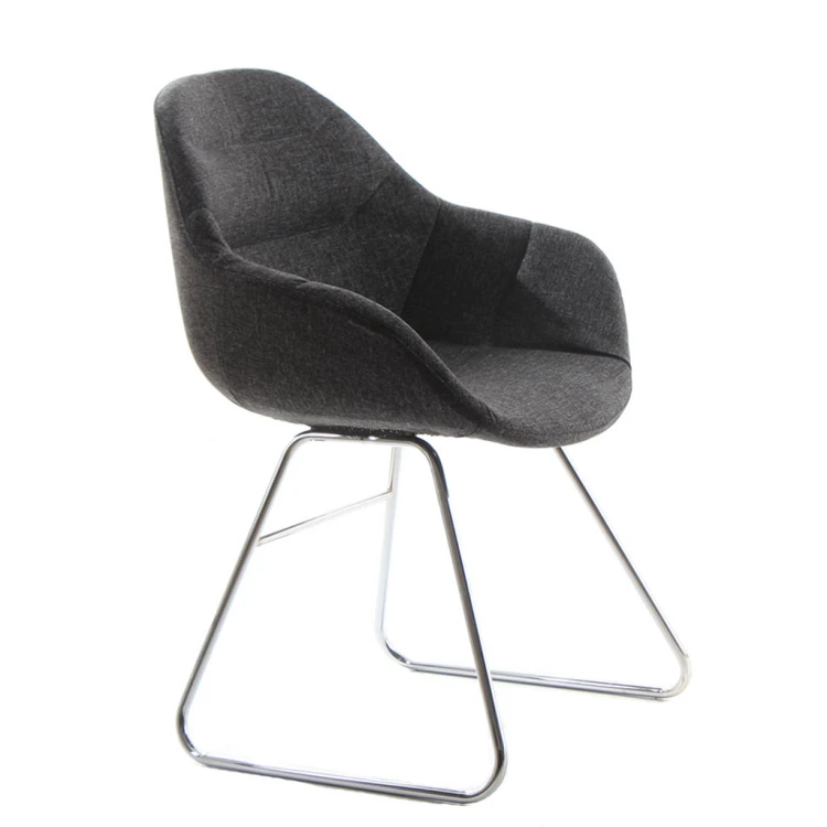 Lopes Chrome Transmission Footrest Waiting Chair Fabric K. Grey