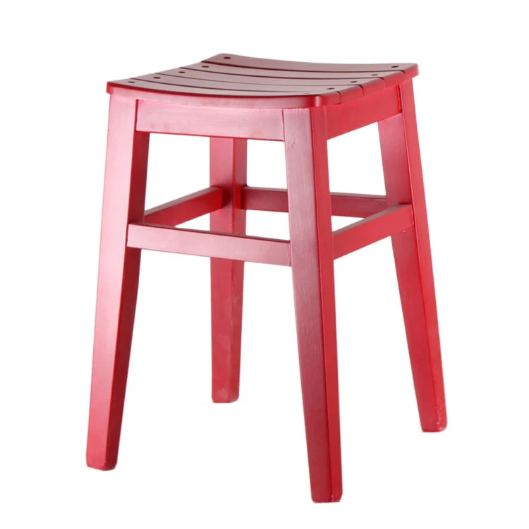 45 cm Wooden Stool Red