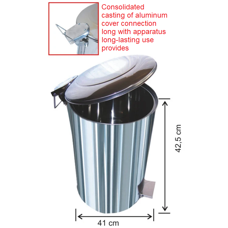 Stainless Steel Pedal Trash Can 40 Lt Industrial