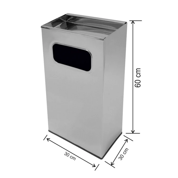 Square Ashtray Stainless Steel Trash Can 54 Lt