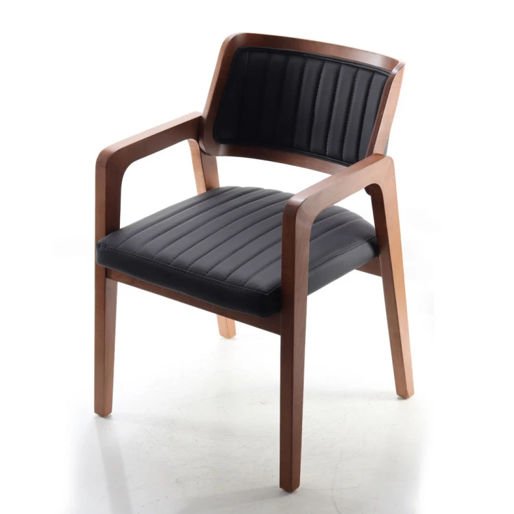 Aegean Arm Wooden Chair Black (Leather)