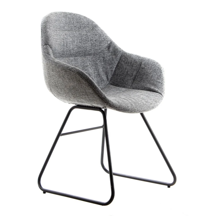 Lopes Painted Transmission Footrest Waiting Chair Fabric A. Grey