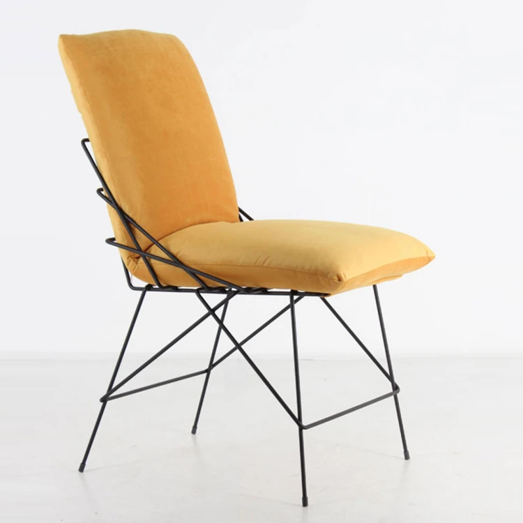 Urla Upholstered Painted Metal Chair Mustard