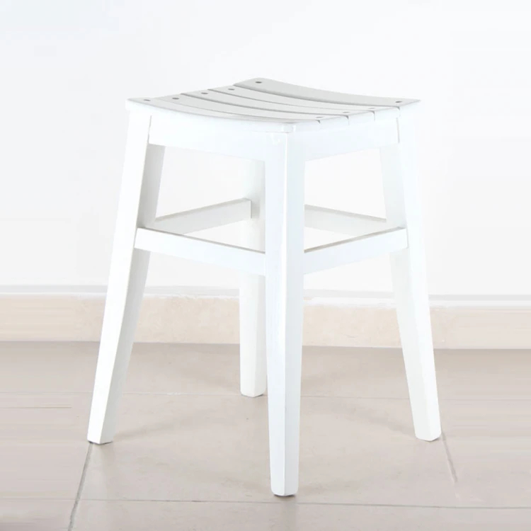 45 cm Wooden Stool White