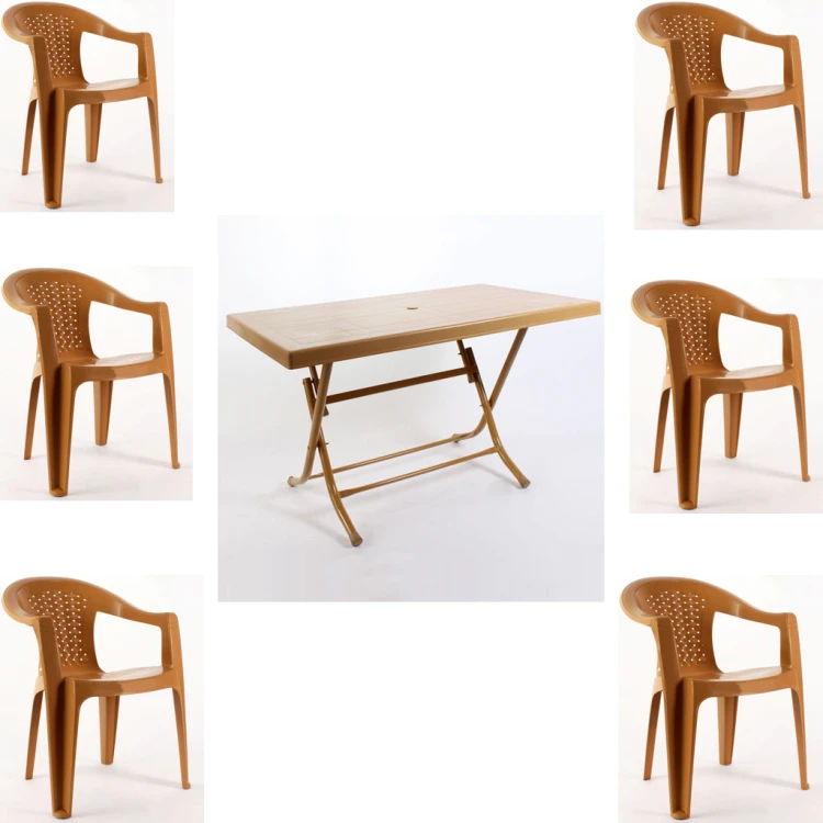 Plastic Chair and Table Set 11 ( 6+1 )