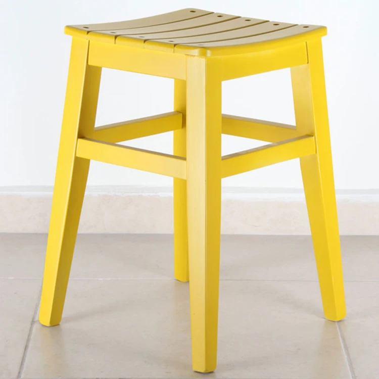 45 cm Wooden Stool Yellow