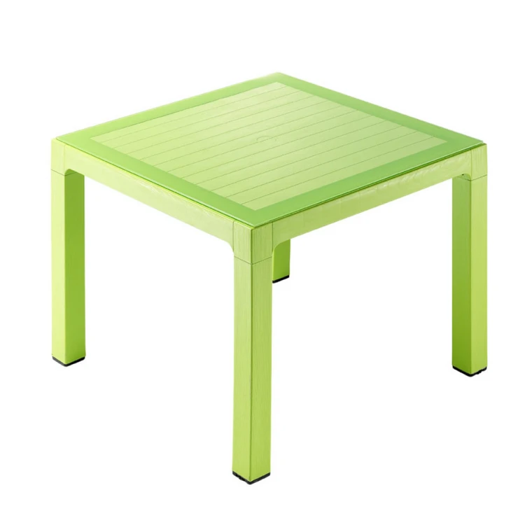 90x90 Glass Wooden Patterned PP Plastic Table Green