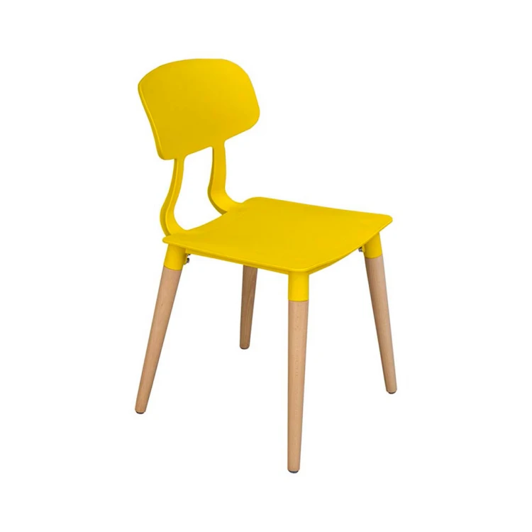 Modern Yellow Wooden Leg Chair