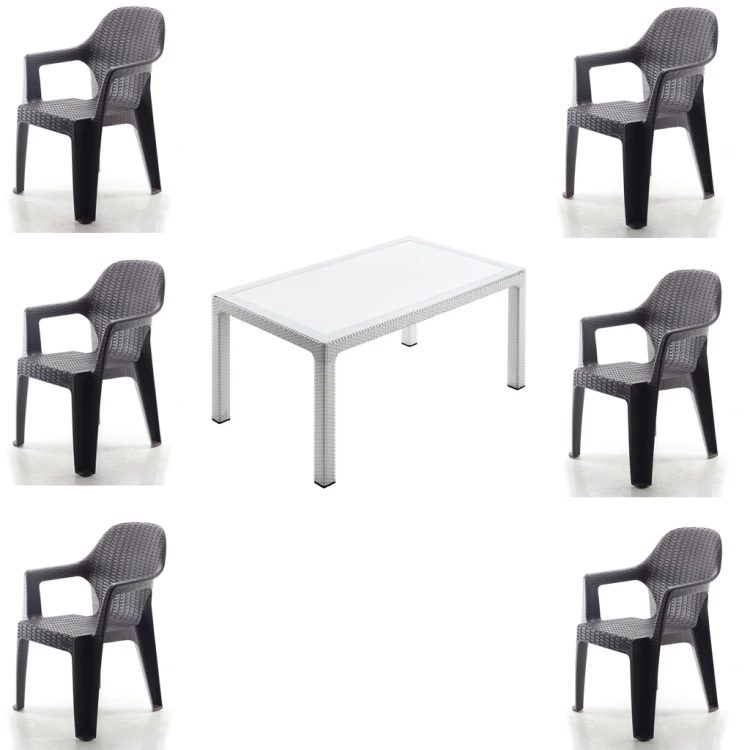 Plastic Chair and Table Set 03 ( 6+1 )