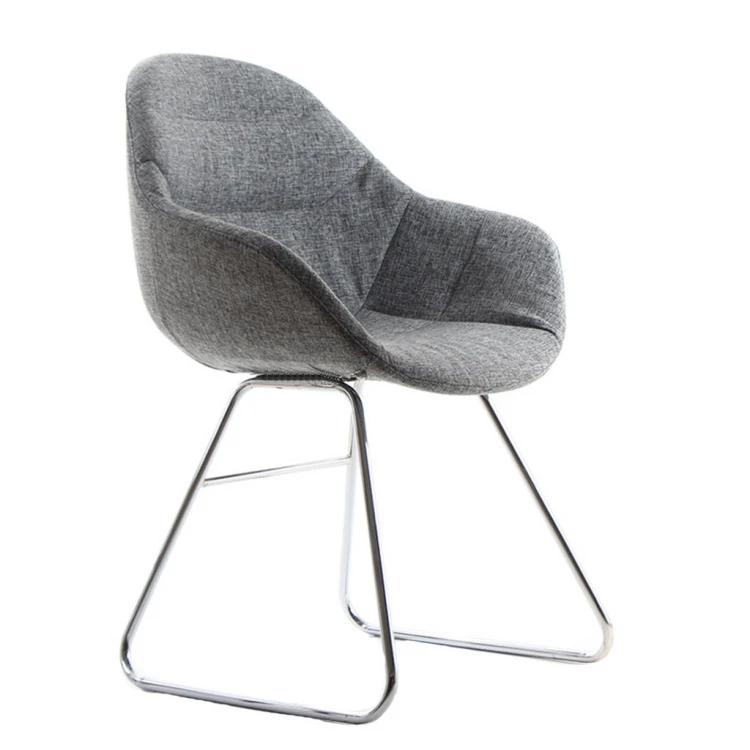 Lopes Chrome Transmission Footrest Waiting Chair Fabric A. Grey