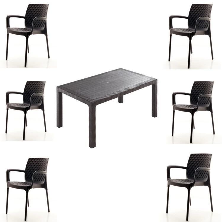 Plastic Chair and Table Set 6+1