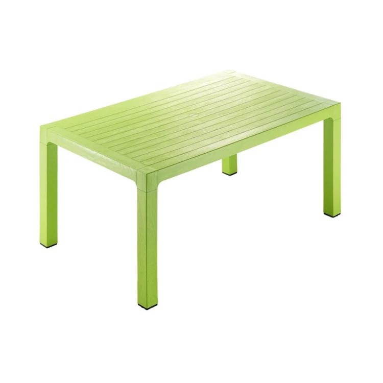90x150 Wooden Patterned PP Plastic Table Green