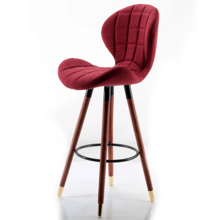 Bitcoin Brass Tip Wooden Walnut Leg Bar Chair (Patara 02)