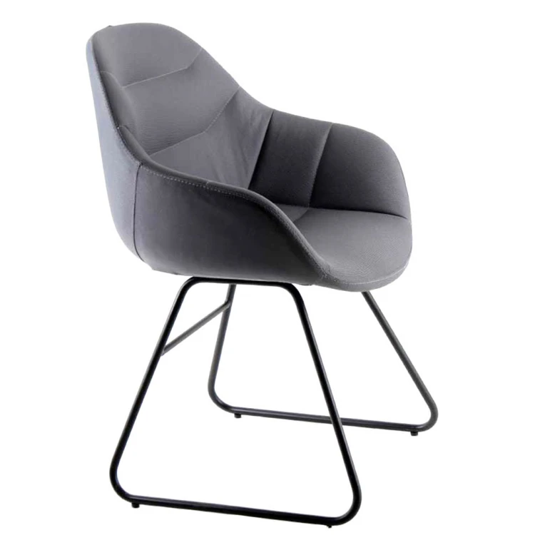 Lopes Painted Transmission Leg Waiting Chair Fabric Gray