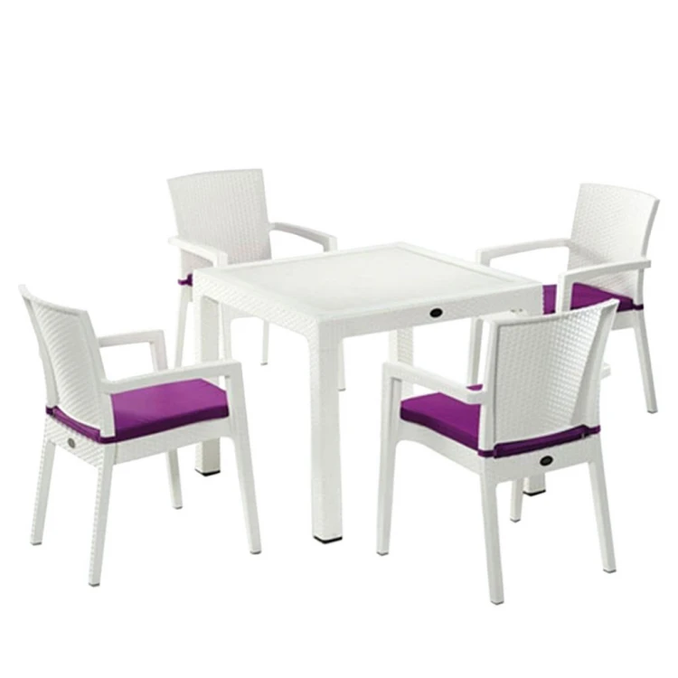 Nazia glass cushioned table and chair set white 90x90
