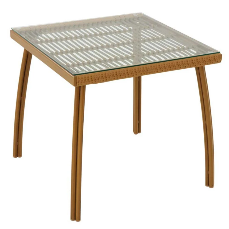Glass Outdoor Table Bamboo 80x80