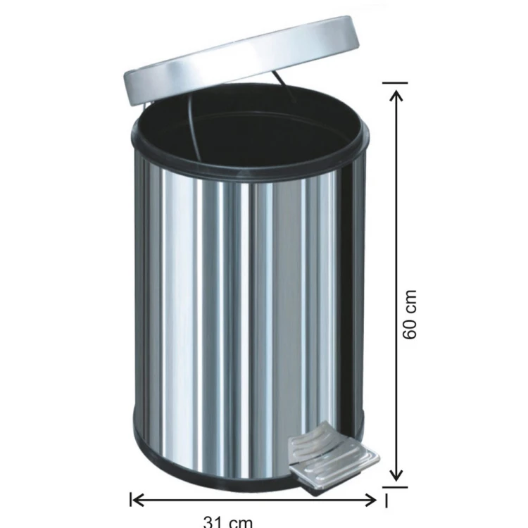 Stainless Steel Pedal Trash Can 40 Lt