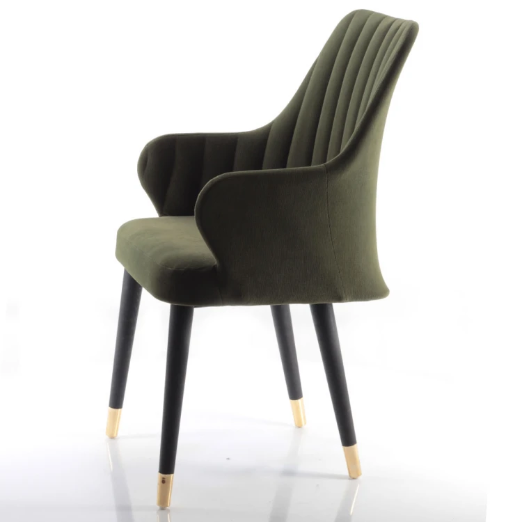 Black Wooden Brass Ended Chair with Sparrow Arms