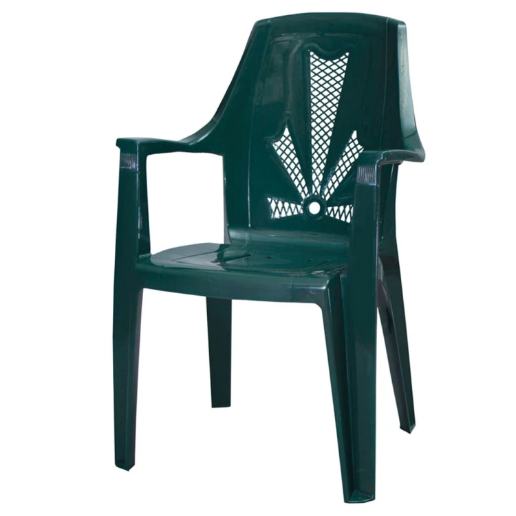 Ribbon Arm Plastic Chair Green