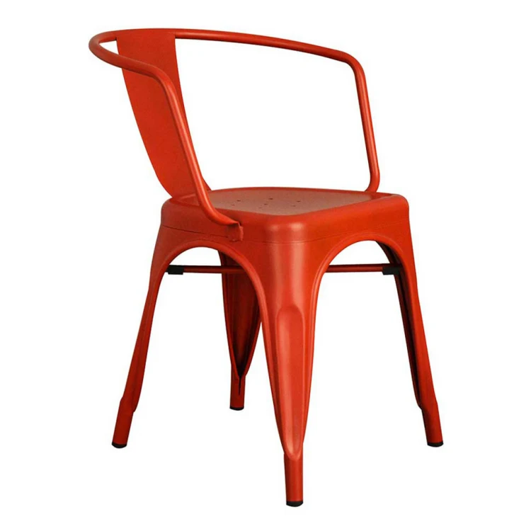 Tolix Metal Chair with Arms Red