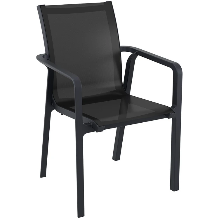Pacific Rattan Chair with Arms Black