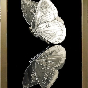 Mirrored Painting, Off-white Butterfly