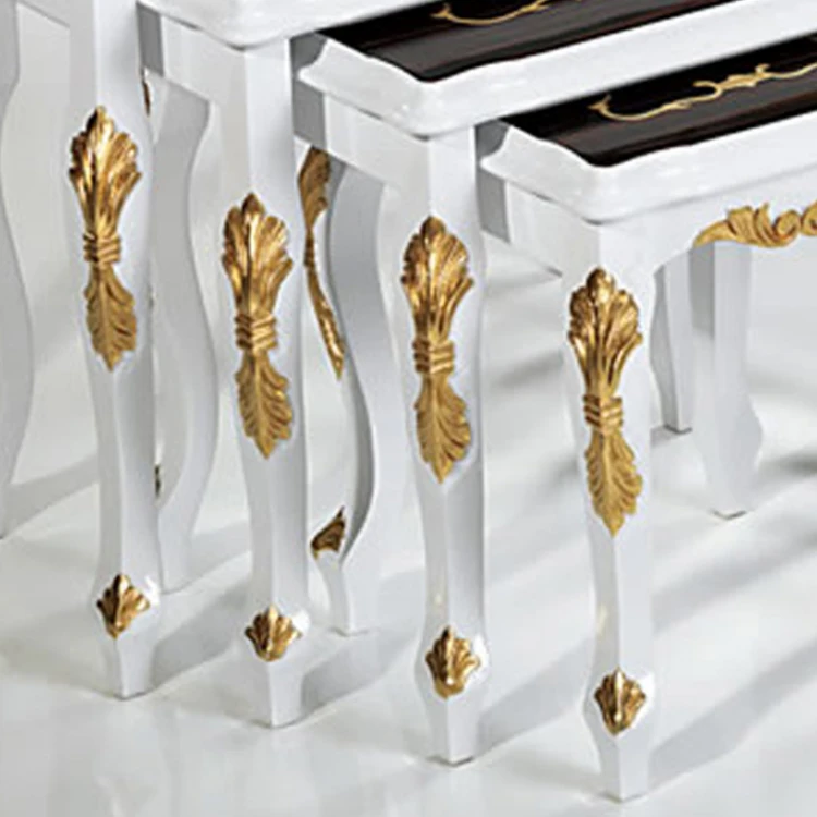 Kalmar Avantgarde White and Gold Leaf Nesting Table - Image 2