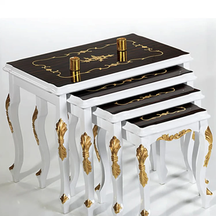 Kalmar Avantgarde White and Gold Leaf Nesting Table - Image 3