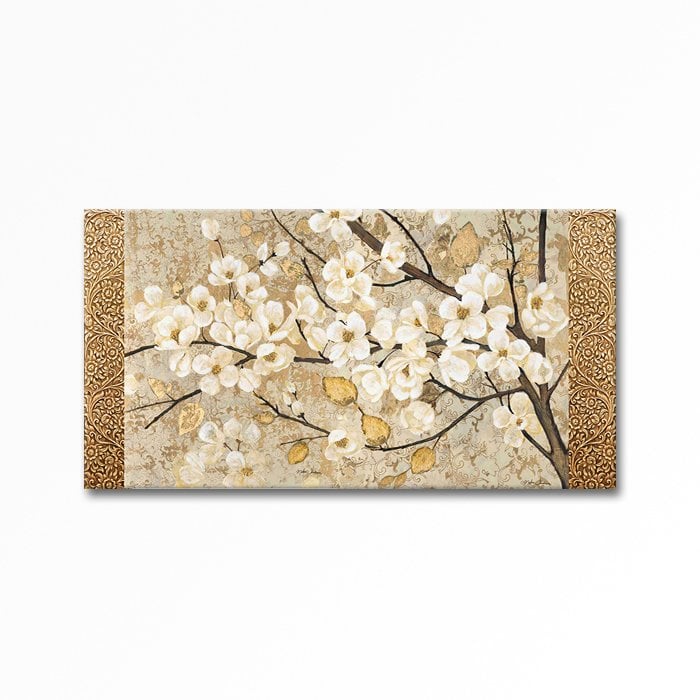 Embossed White Flower Branch Painting