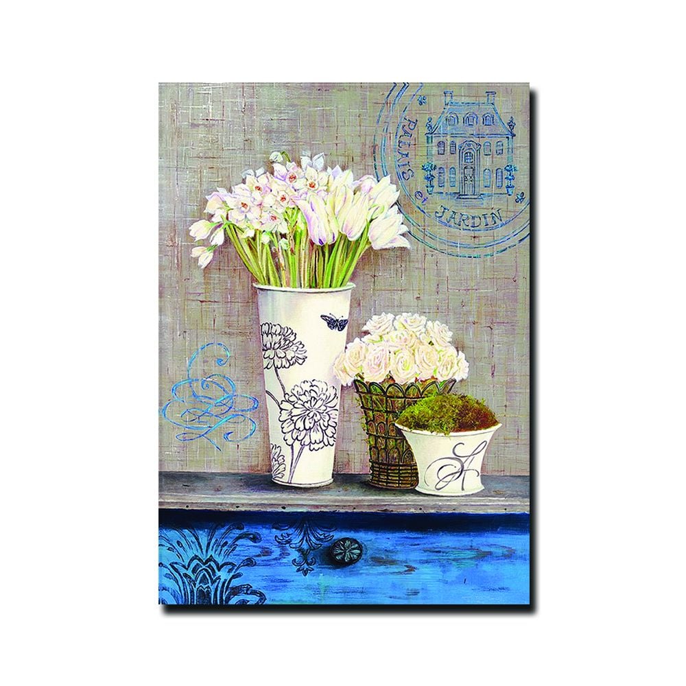 Embossed Flower Blue Painting