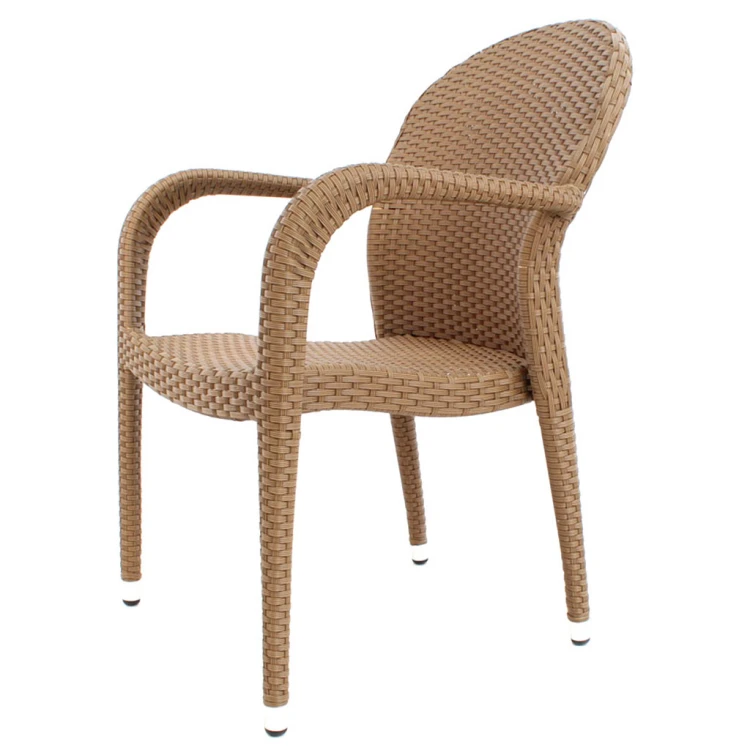 Rattan chair with henna arm straw color