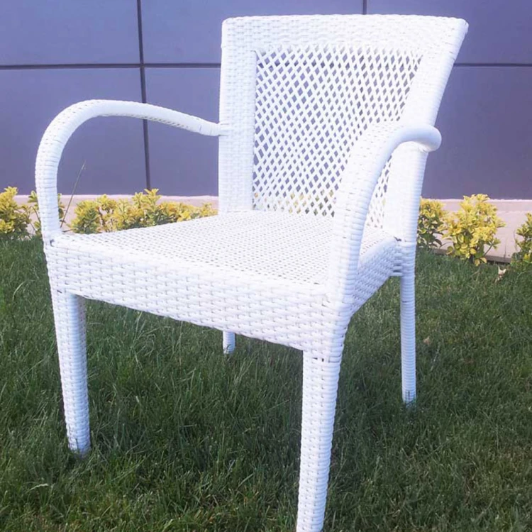 Azalea aluminum rattan chair with armrest white