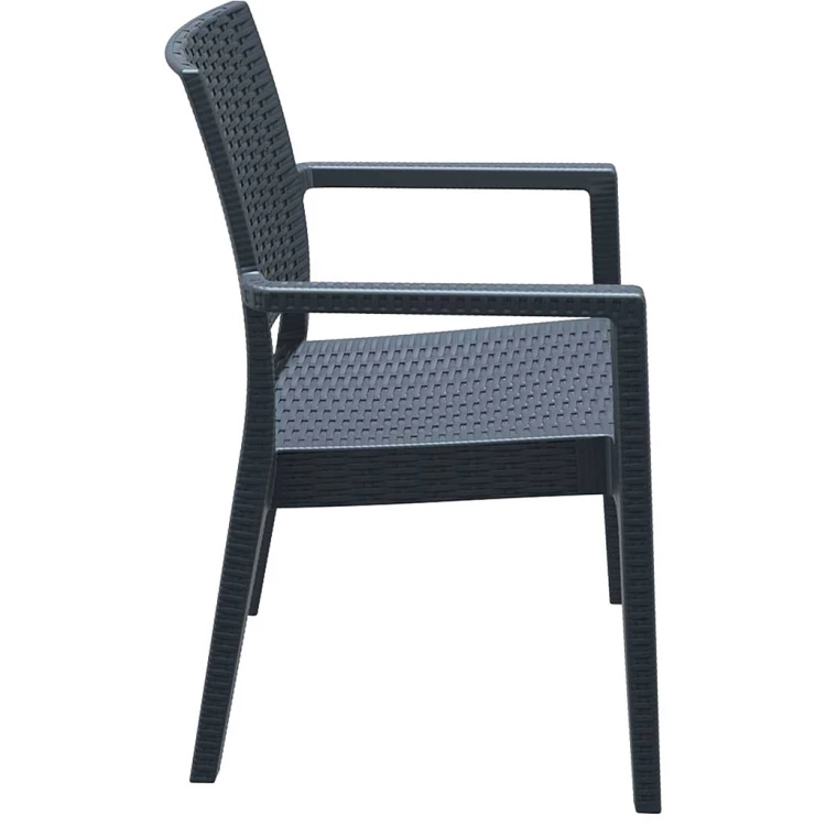 Ibiza Rattan Chair with Arms Dark Grey