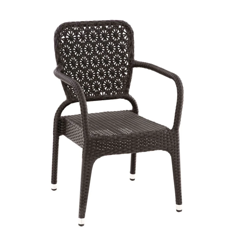 Flower rattan chair with arm
