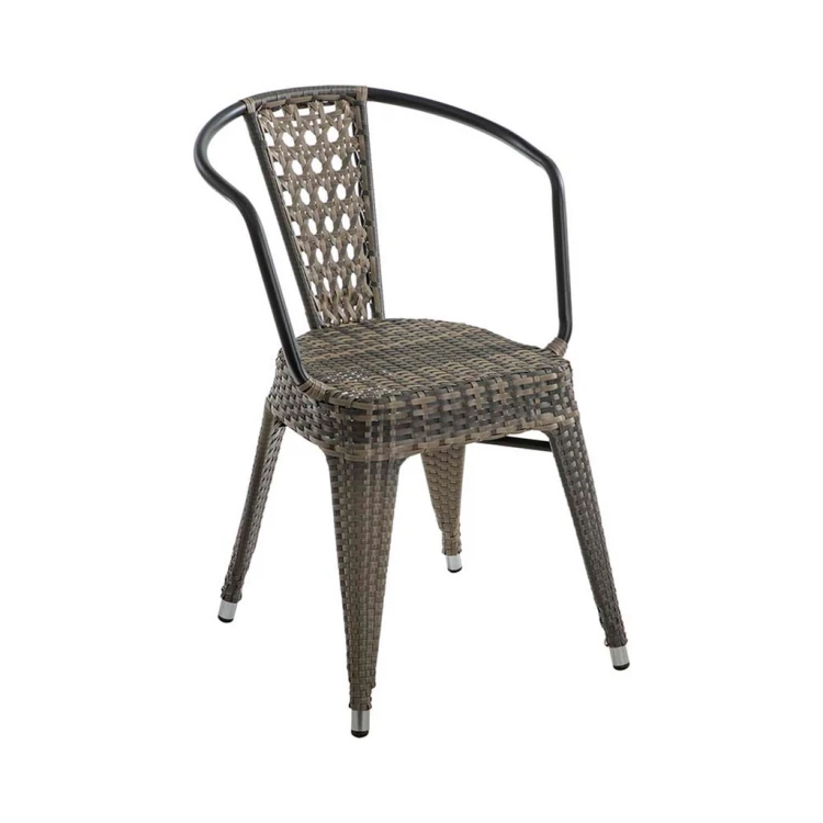 Tolix Black Rattan Chair with Arms