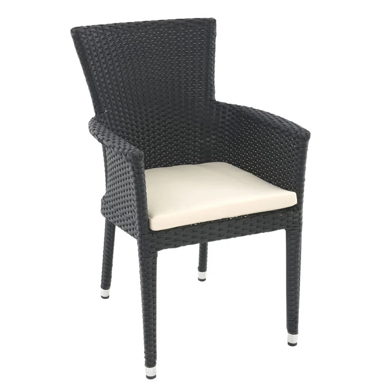 Wenge Closed Arm Rattan Chair with Cushion Black