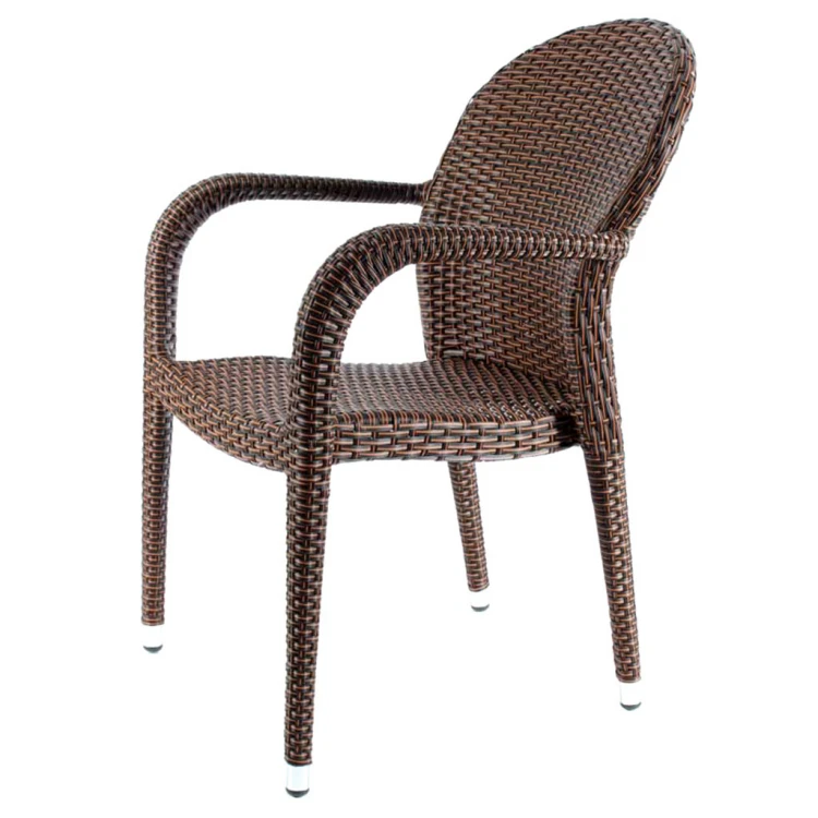Rattan chair with henna armrests coffee