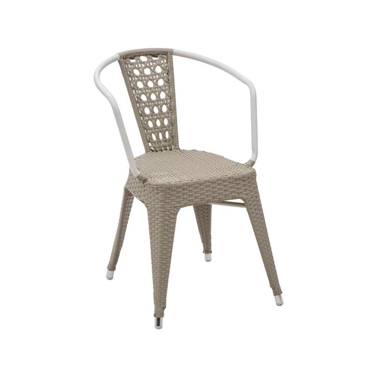 Tolix Cream Rattan Chair with Arms